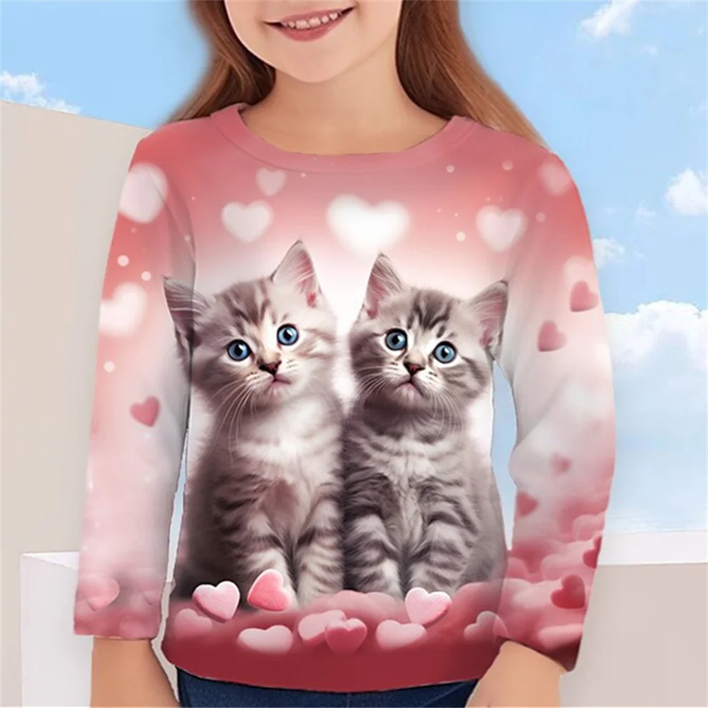 Top Trends: 2023 Autumn Children &#039;s Clothing For Girls Animal Cat T Shirt Long Sleeve 3d Print Spring Kids 3-12 Years Clothes Cute Tee Tops Shoppable Styles