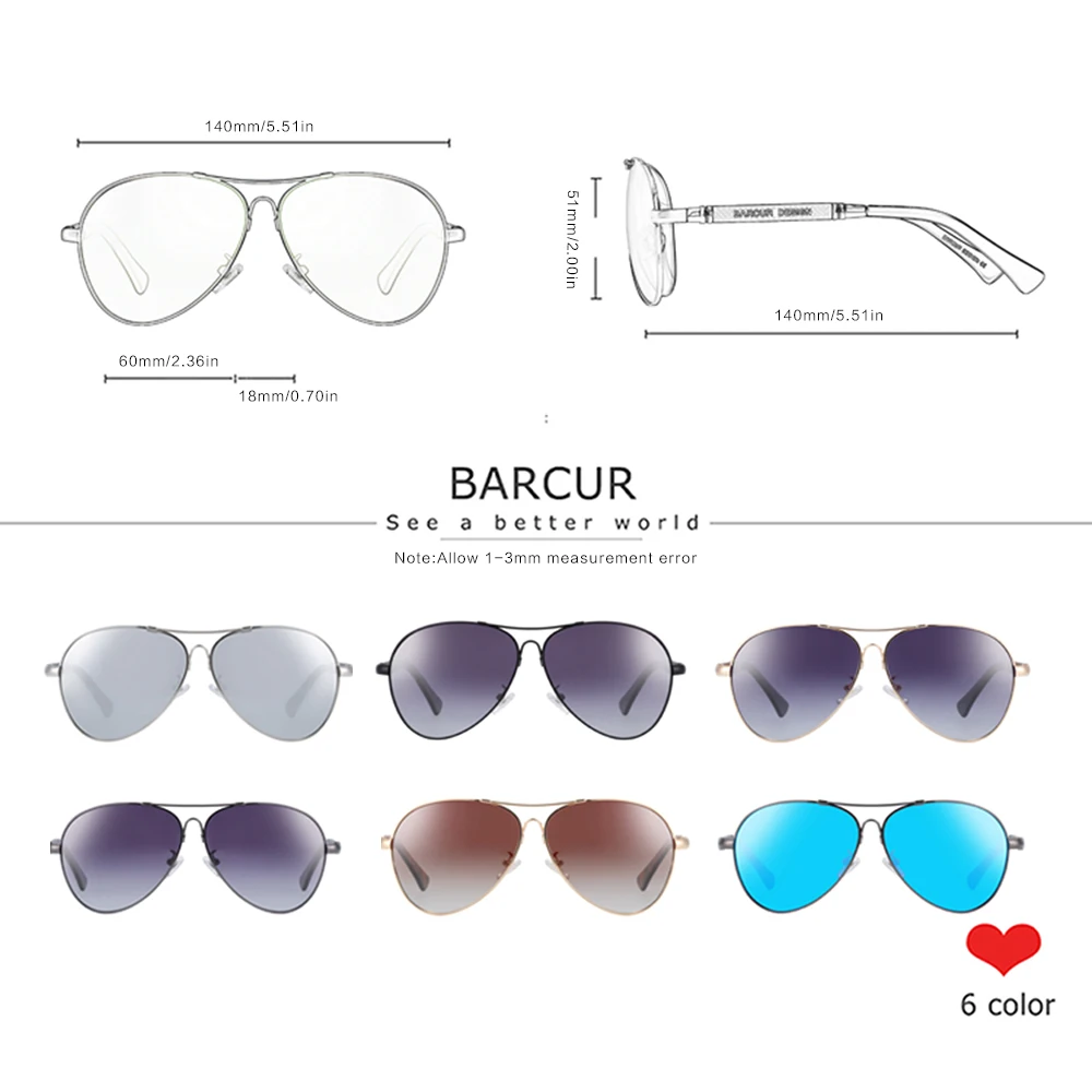 Top Trends: BARCUR Design Titanium Alloy Sunglasses Polarized Men's Sun Glasses Women Pilot Gradient Eyewear Mirror Shades Oculos De Sol Shoppable Styles - Image 3