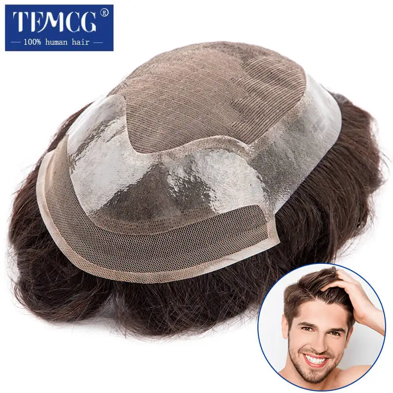 Top Trends: Male Hair Prosthesis Lace Front &amp; Mono Top Durable Toupee Men Wig 100%  Human Hair Exhuast Systems Unit Male Wig Free Shipping Shoppable Styles