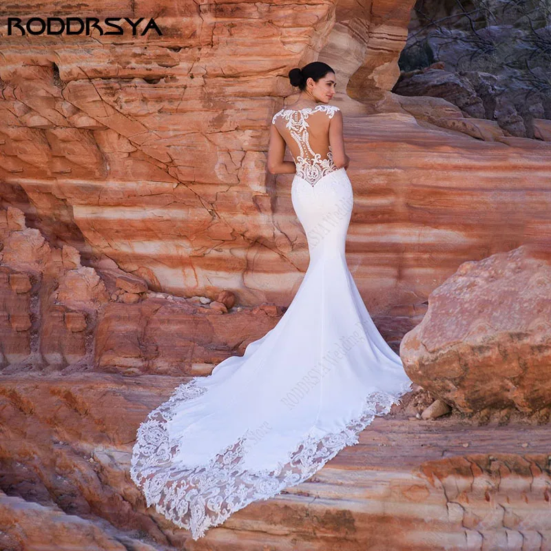 Top Trends: RODDRSYA Mermaid Wedding Dress For Bride Satin Appliques Sweep Train Bridal Gowns Lace Straps Boho Vestidos De Novia Playa Shoppable Styles - Image 5