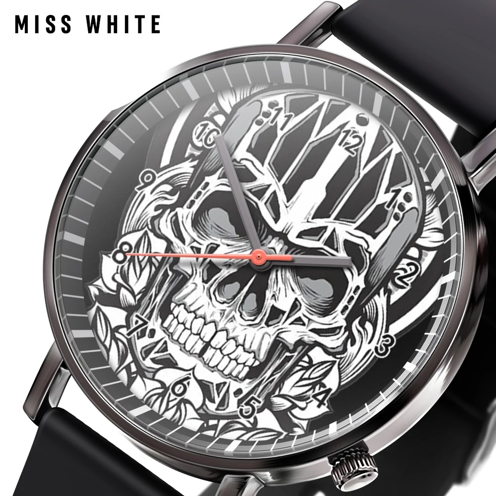 Top Trends: MISS WHITE Luxury Trend Men&#039;s Plastic Waterproof Watches Color Skull Watch Quartz Sports Wrist Watch Shoppable Styles