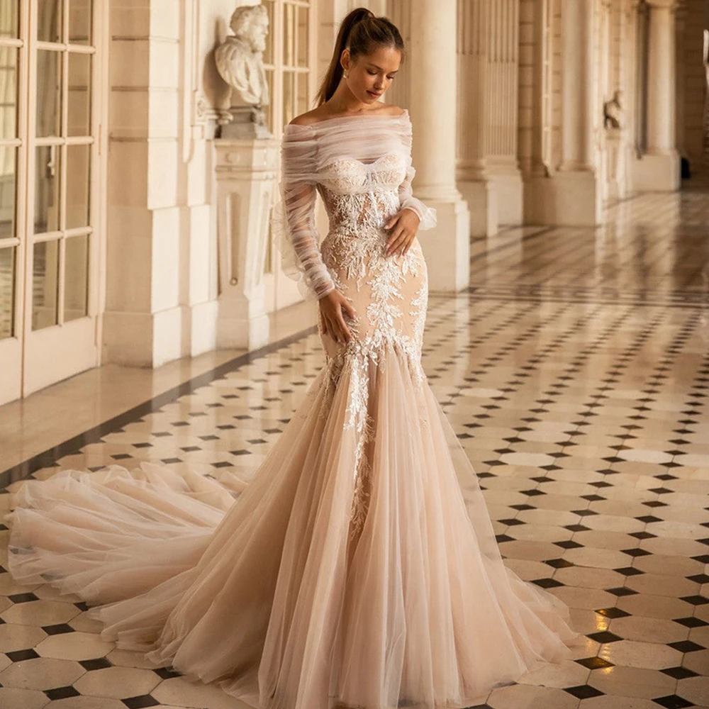 Top Trends: Romantic Wedding Dresses For Women Tulle Long Sleeve Sexy Backless Bride Gown Illusion Mermaid Dress Vestidos De Novia Shoppable Styles