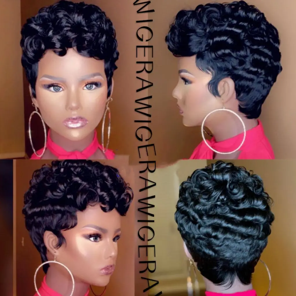 Top Trends: WIGERA Synthetic Cheap Black Short Curly Cute HairStyles Finger Waves Elegant Charming Wig For Summer Pretty Designs For Women Shoppable Styles