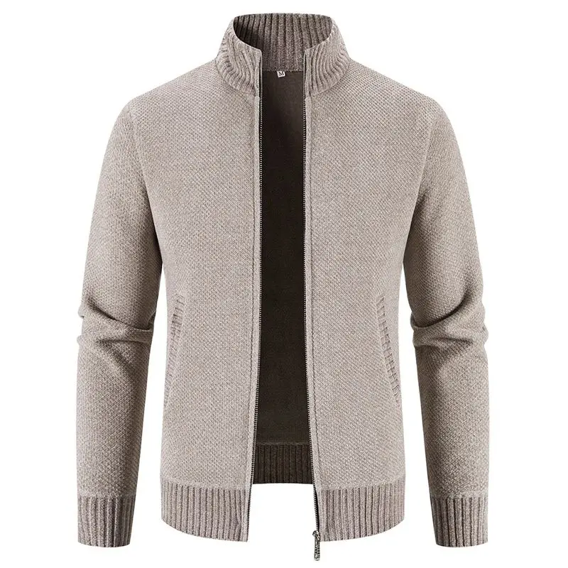 Top Trends: New Autumn Winter Sweaters Men Fleece Cardigan Warm Knitted Sweatercoat Mens Solid Stand Collar Zipper Slim Knitwear Coat Shoppable Styles