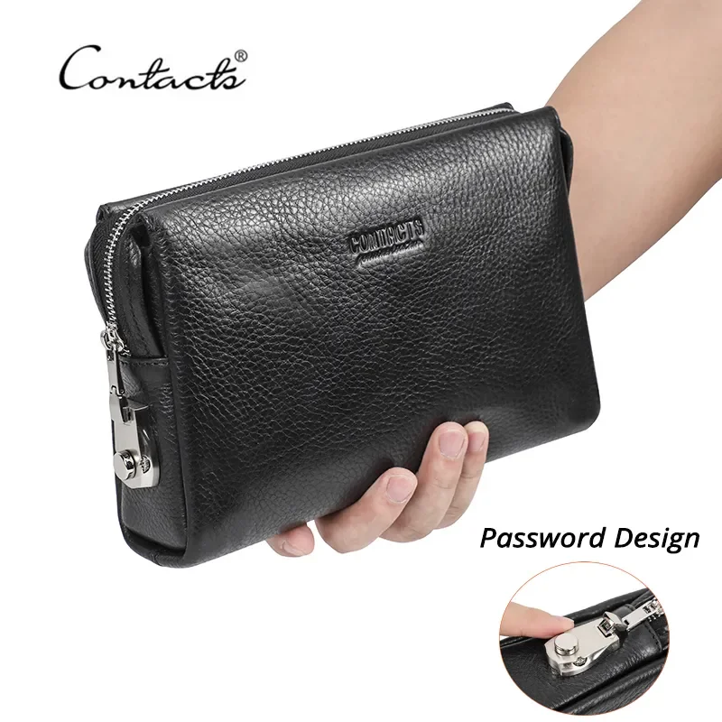 Top Trends: CONTACT&#039;S Genuine Leather Male Clutch Password Design Men Handbag Wristlet Large Capacity Clutch Purse Casual Wallet Bag Shoppable Styles