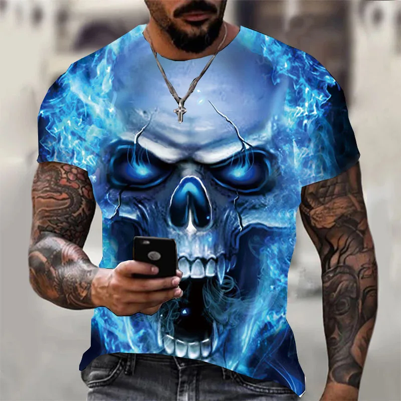 Top Trends: Vintage Men&#039;s T-shirt Skull Magician 3d Print Short-sleeved Tops Tees 2023 New Summer Black Loose Fashion Oversized Clothing Shoppable Styles