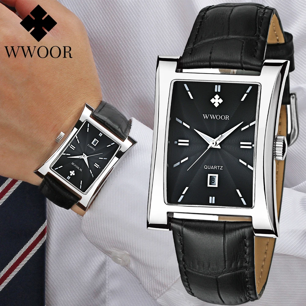 Top Trends: WWOOR 2024 New Business Watch For Men Black Leather Strap Waterproof Clock Men Quartz Wristwatch Fashion Male Relogio Masculino Shoppable Styles