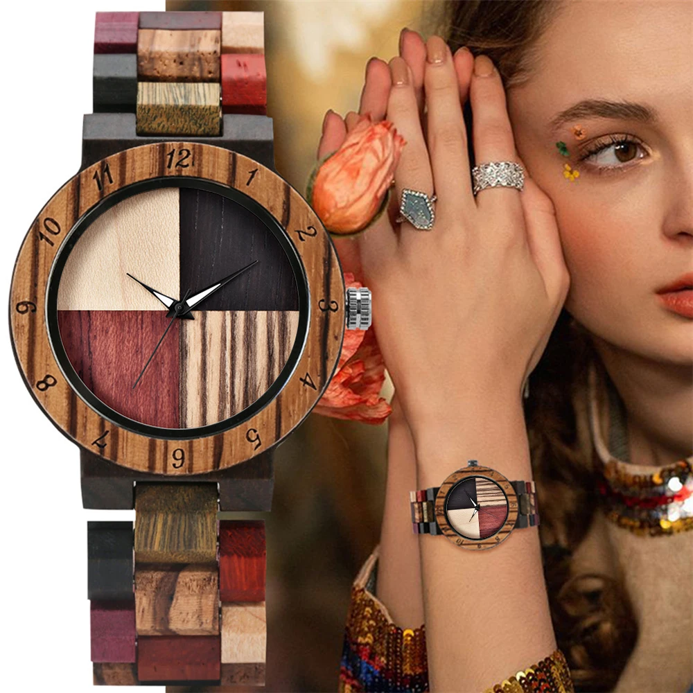 Top Trends: Top Luxury Brand Ladies Full Wood Color Watch Fashion Quartz Wood Wristwatches Bracelet Couple Watch Birthday Gift For Women Shoppable Styles