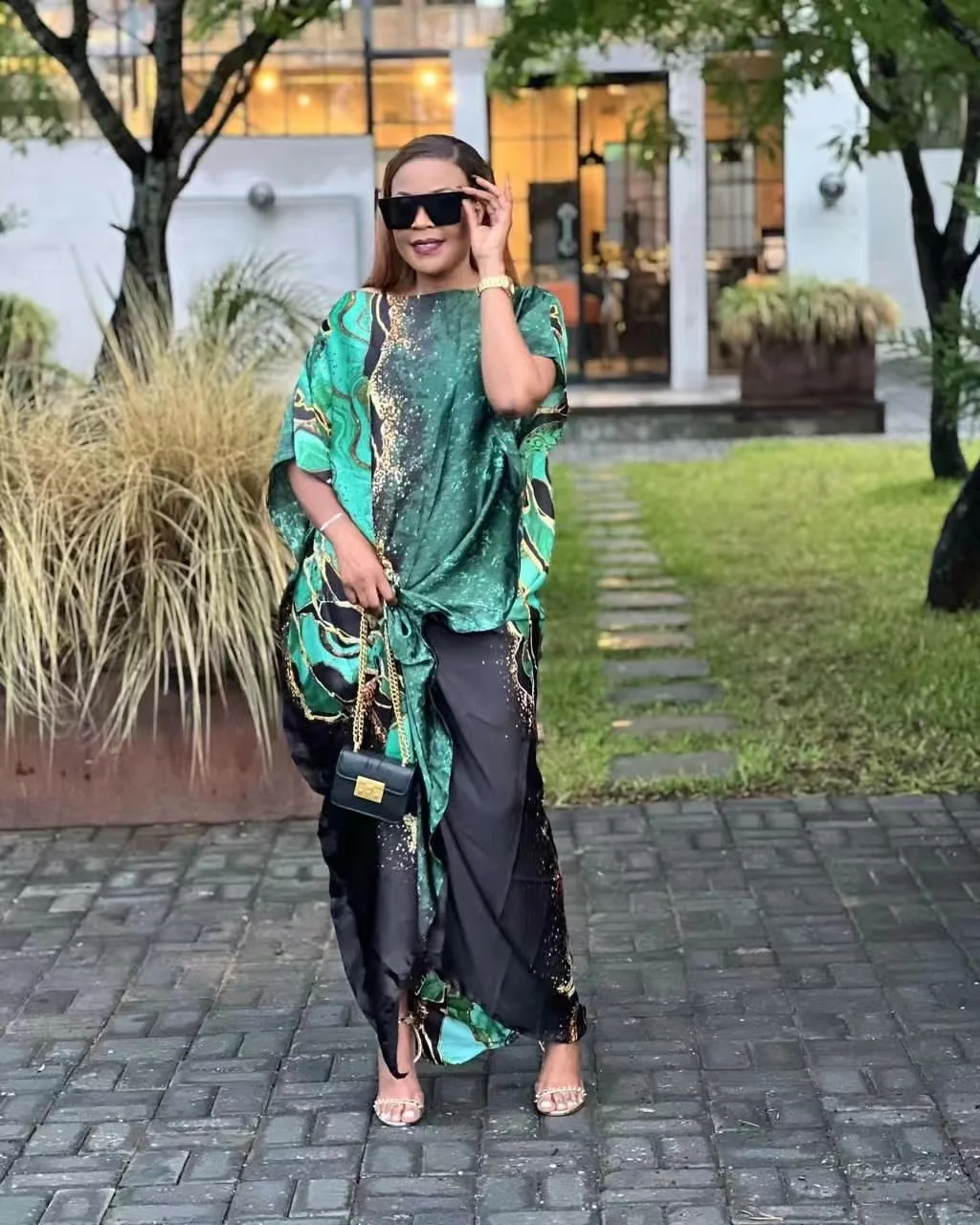 Top Trends: Popular African Fashion Silk Printed 1 Set Women Kaftan Maxi Dress Dashiki Printed Kuwait Muslim Lady Loose Abaya Gowns Shoppable Styles