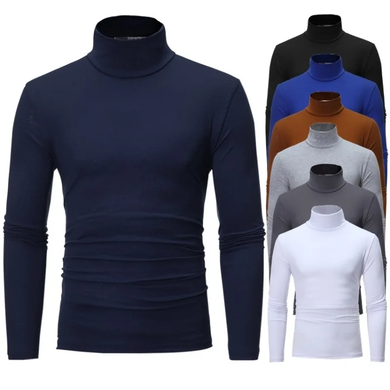 Top Trends: Men&#039;s Solid Color Turtleneck T-Shirt For Male Autumn Spring Casual Long Sleeve Basic Bottoming Shirt For Men Slim-Fit Tops Shoppable Styles