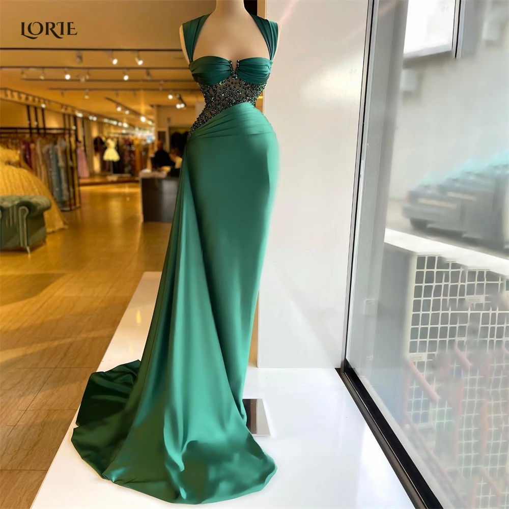 Top Trends: LORIE Pleats Green Evening Dresses Mermaid Ruched Beadings Sweetheart Formal Prom Dress Shiny Dubai Arabia Celebrity Party Gowns Shoppable Styles