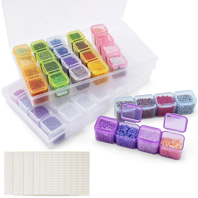 Top Trends: 17.5x10.7x2.7CM Rectangle 28 Slots Jewelry Plastic Storage Box Rhinestone Beads Pill Earrings Storage Box Case Container Shoppable Styles