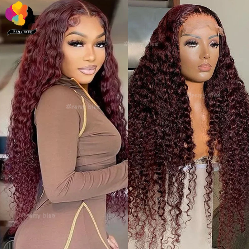 Top Trends: Burgundy Deep Wave 13x4 Lace Front Human Hair Wig Water Wave Human Hair Wigs For Women Remy Curly Human Hair Lace Frontal Wig Shoppable Styles