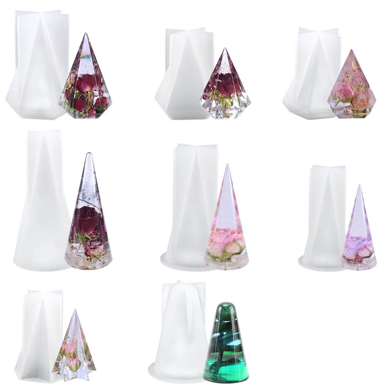 Top Trends: 8Styles Ring Holder Cone Resin Molds Pyramid Silicone Mold For Resin Casting DIY Jewelry Ring Display Stand Candle Making Crafts Shoppable Styles