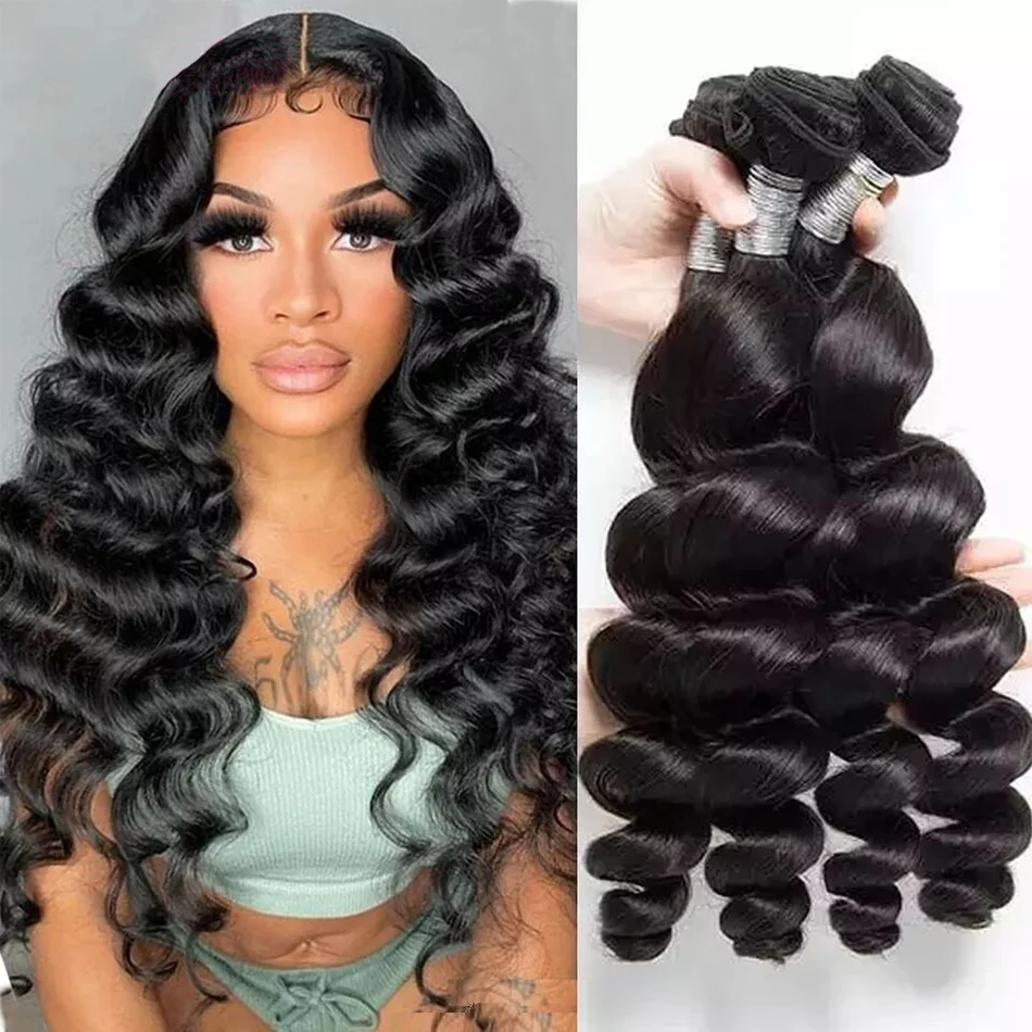 Top Trends: 12A Loose Wave Bundles Brazilian Hair Weave Bundles 1 / 3 / 4 Bundles Deal Loose Deep Wave Bundles 100% Remy Human Hair Extensions Shoppable Styles