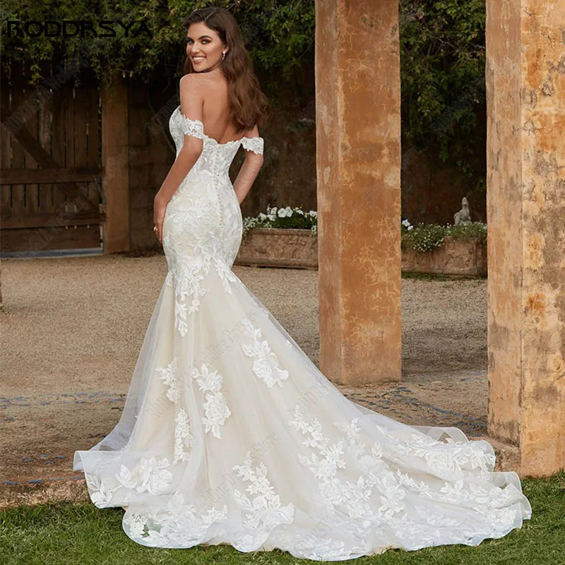 Top Trends: RODDRSYA Off Shoulder Wedding Dresses For Bride Mermaid Appliques Vestido De Casamento Bridal Gowns Lace Sweep Train Custom Made Shoppable Styles