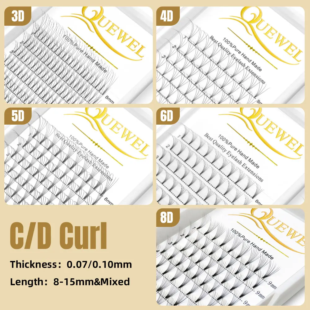 Top Trends: Quewel Lashes 5 Trays Premade Volume Fans Lash Russian Volume Eyelash Extensions Short Stem Lashes 3D / 4D / 5D / 6D Fluffy Lash Tray Shoppable Styles - Image 2