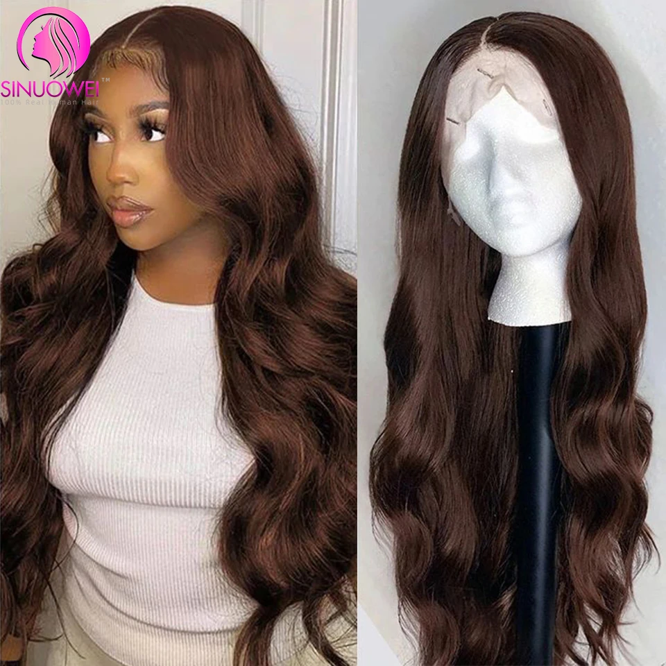 Top Trends: Sinuowei Brown Colored Lace Front Human Hair Wig Brazilian Body Wave Remy Lace Frontal Wigs For Women Glueless Lace Closure Wig Shoppable Styles