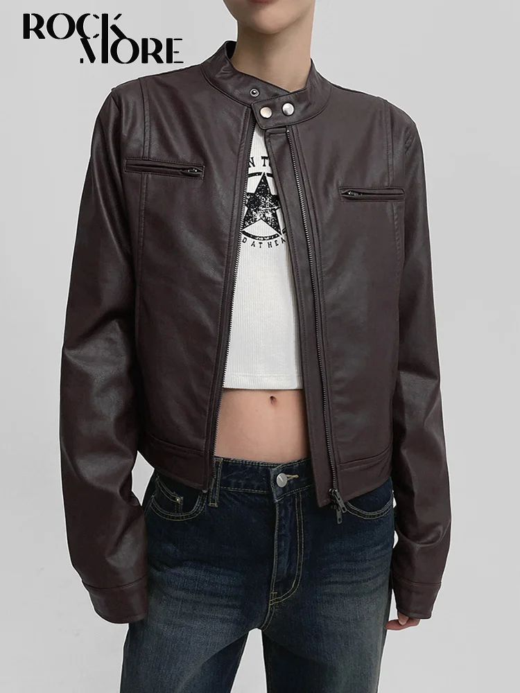 Top Trends: Rockmore Brown Leather Jackets American Vintage PU Jacket Streetwear Y2k Fashion Moto & Biker Slim Coats Autumn Women Outerwear Shoppable Styles