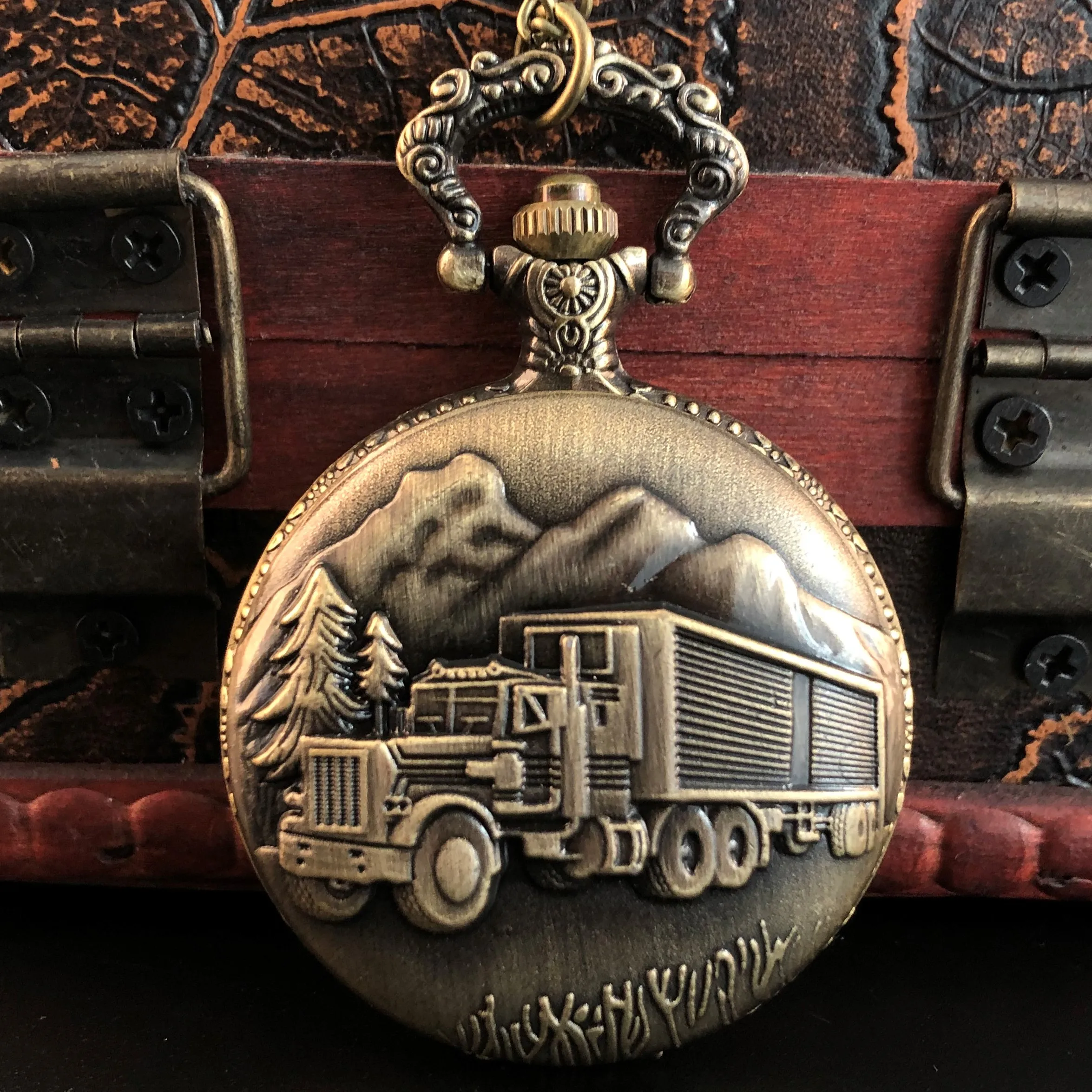 Top Trends: Antique Steampunk Train Engraved Quartz Pocket Watch Half Hunter Fob Watches Necklace Practical Popular Male Best Gift Shoppable Styles