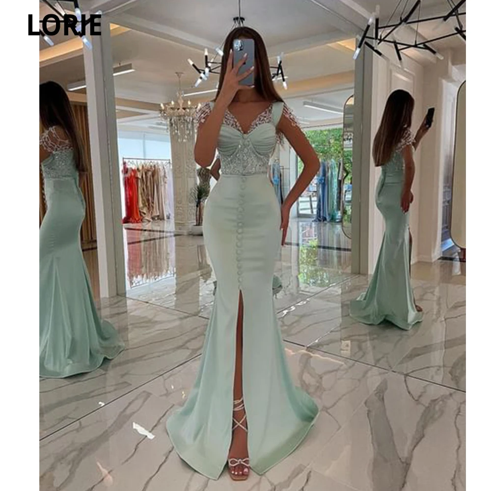 Top Trends: LORIE Mint Green Mermaid Prom Dresses With Sparkly Beaded Straps Party Dress For Weddings Dubai Saudi Arabia Evening Dress Shoppable Styles