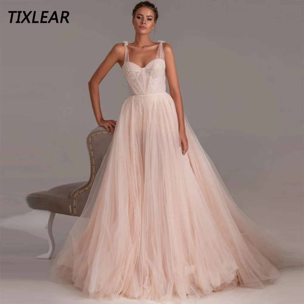 Top Trends: TIXLEAR A-Line Tulle Evening Dresses New Sweetheart Spaghetti Straps Applique Backless Prom Party Formal Gowns Floor Length Shoppable Styles