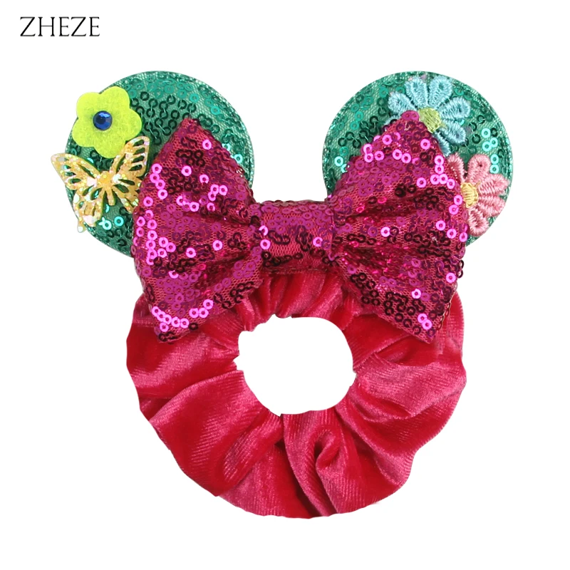 Top Trends: Hot Sales Christmas Disney Ears Hair Scrunchies Velvet Hairbands For Girls Sequins Bows Headband 2023 Women Trip DIY Accessories Shoppable Styles - Image 3