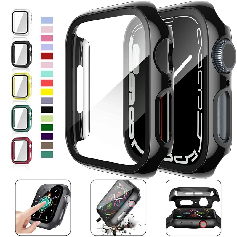 Top Trends: Glass+ Cover For Apple Watch Case 45mm / 41mm / 40mm / 44mm / 42mm / 38 IWatch Series 4 5 6 SE 7 8 Screen Protector Apple Watch Accessorie Shoppable Styles