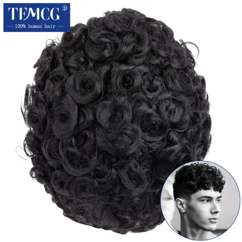 Top Trends: 20mm Curly Toupee For Men 0.1mm Skin Base Male Hair Prosthesis Durable Wigs For Men 100% Human Hair Wigs System Unit Man Wig Shoppable Styles