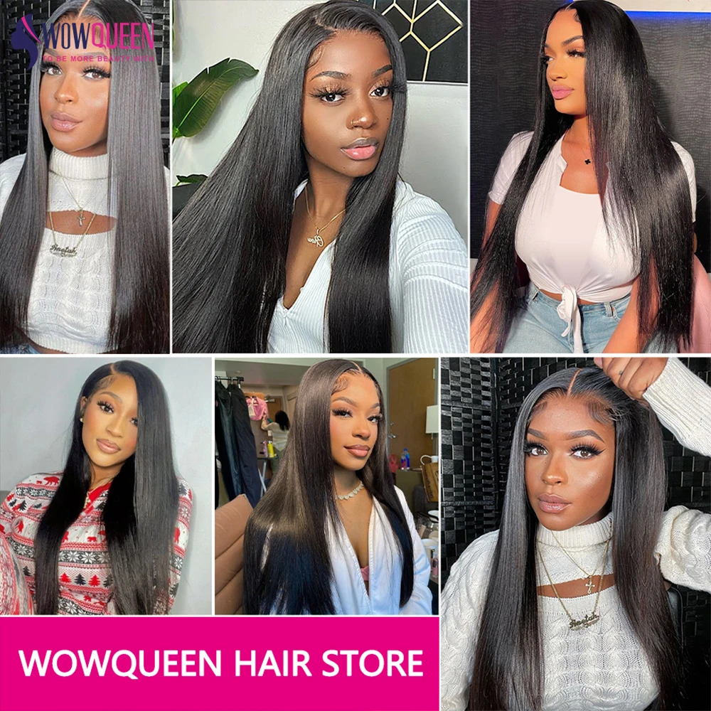 Top Trends: Straight Lace Front Wigs Glueless Wig Human Hair Ready To Wear 4x4 Closure Wig 26 28 30 Inch HD Transparent Lace Frontal Wig Shoppable Styles - Image 5