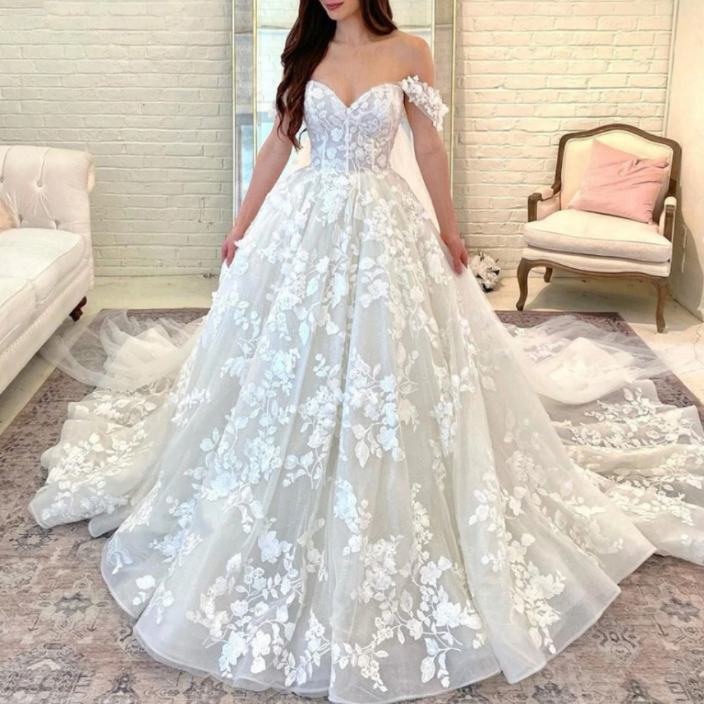 Top Trends: Exquisite Wedding Dress A Line Elegant Lace Applique Bridal Gowns Sweetheart Neck Off The Shoulder Dresses Vestidos De Novia Shoppable Styles