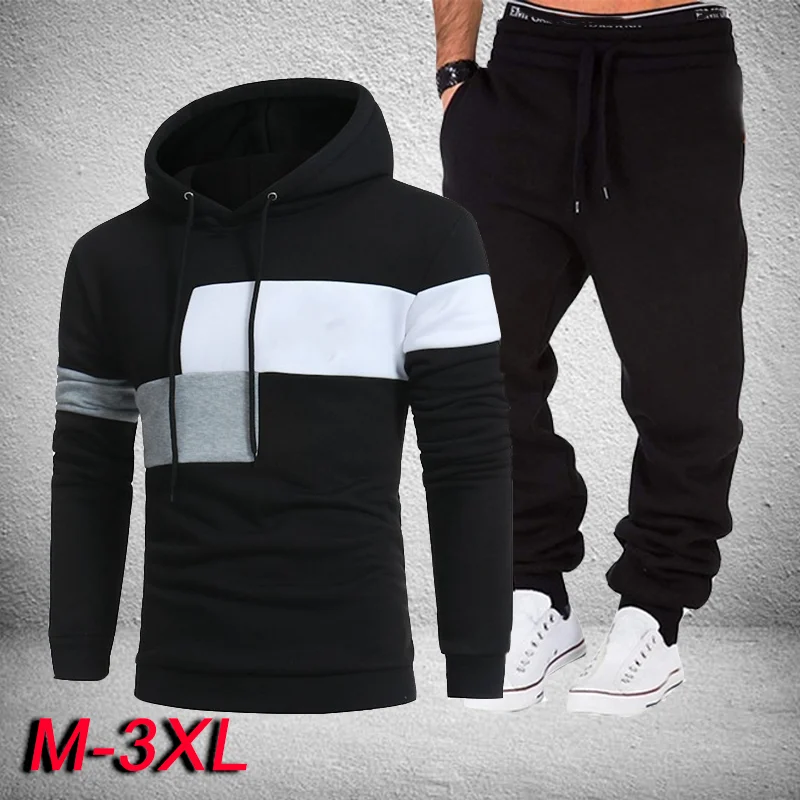 Top Trends: Fashion Men Tracksuits Hoodies Suit Autumn Winter Men Hooded Sweater And Sweatpants Two Piece Set Plus Size Men&#039;s Clothing Shoppable Styles