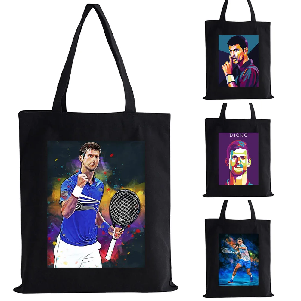 Top Trends: Novak Djokovic Aesthetic Tennis Black Shoulder Bag Tote Bags Women Shopping Bag Reusable Handbags Shoppable Styles