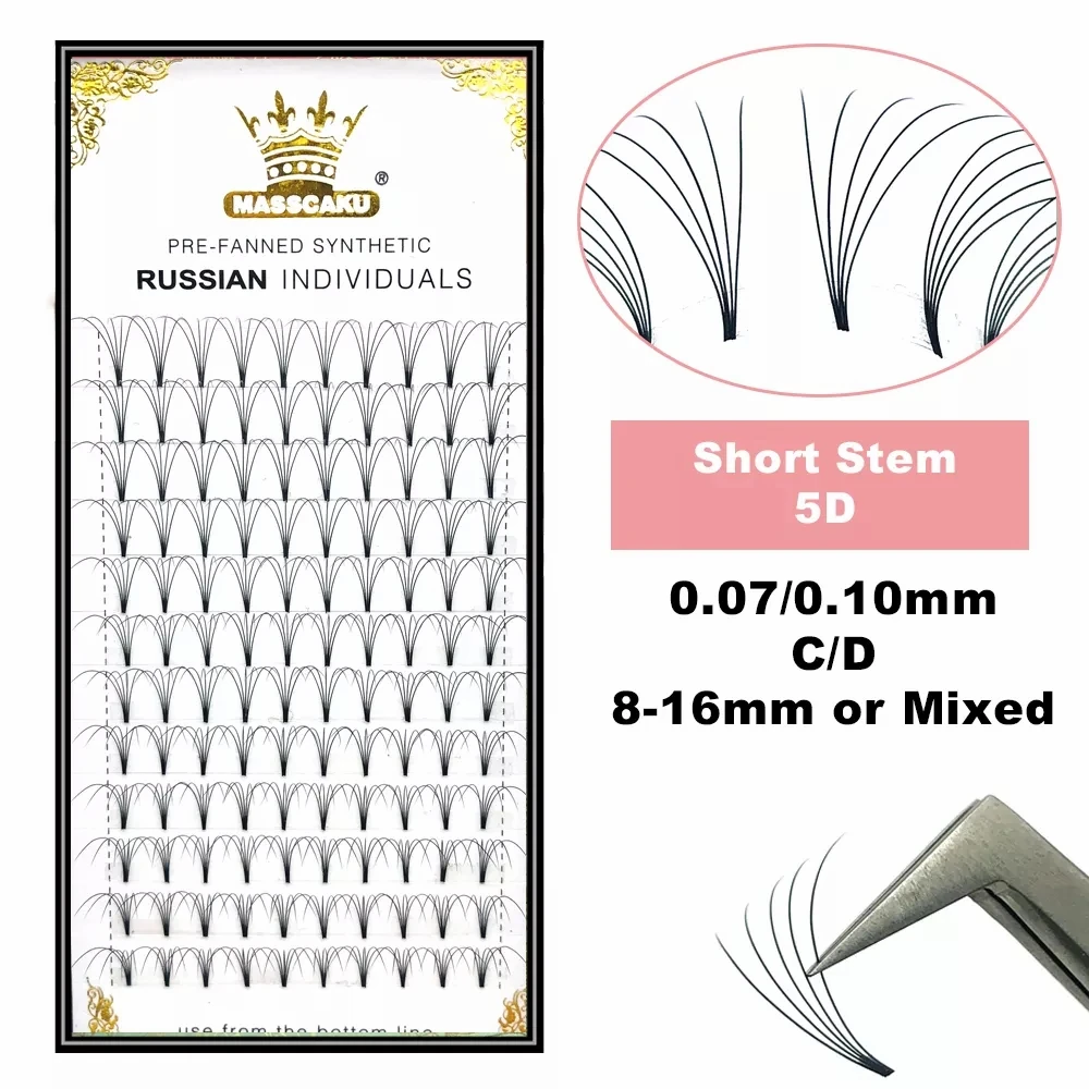 Top Trends: MASSCAKU Premade Russian Volume Short Stem Eyelash Extensions Wide Fans 3D 4D 5D 6D 10D 20D Faux Mink Lashes Wholesale Shoppable Styles