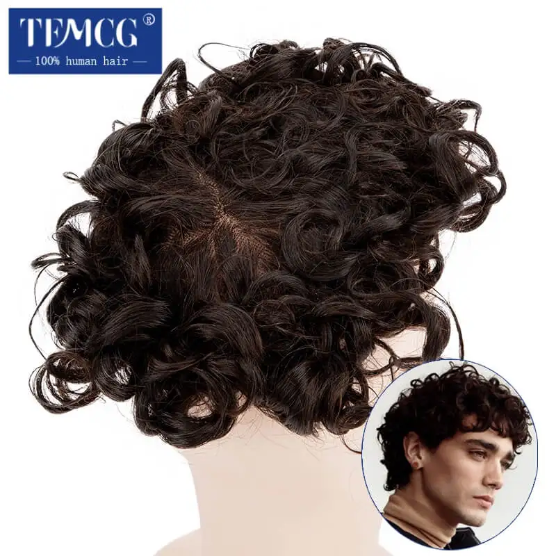 Top Trends: 25mm Curly Hairpiece Fine Mono Male Hair Prosthesis Men Toupee 100% Indian Human Hair  7&quot; Male Wig Exhuast Systems Men Wig Shoppable Styles