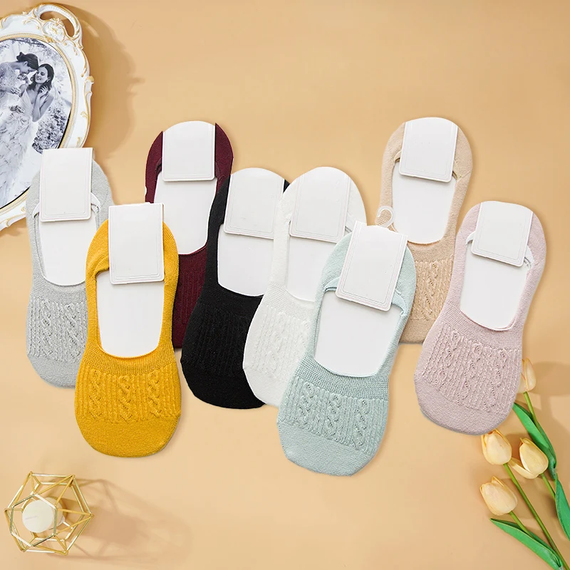 Top Trends: New Lady Casual Breathable Ankle Boat Socks Girls Fashion Invisible Non-slip Cotton Low Cut Candy Color No Show Slipper Socks Shoppable Styles