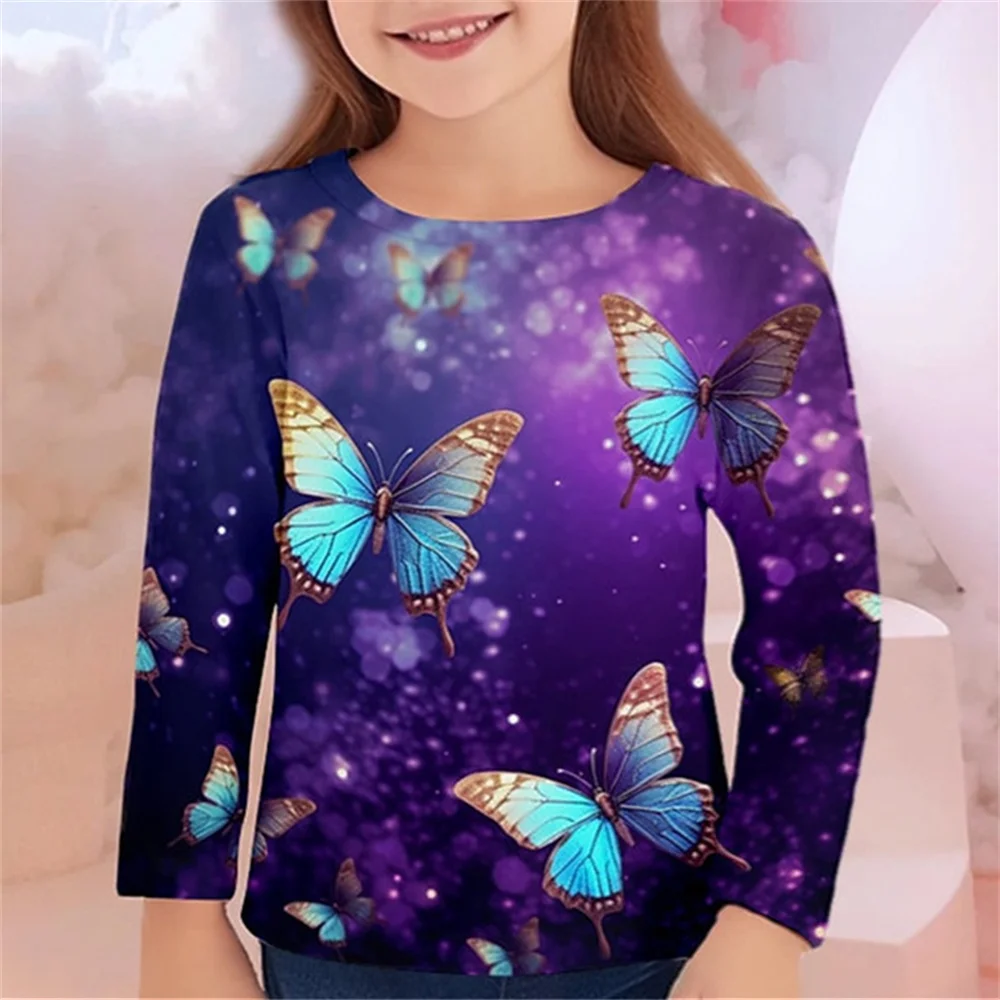 Top Trends: Children&#039;s Clothing Girls T-Shirt For Kids Kawaii Butterfly Tshirt Birthday Gift 2023 Autumn Junior From 10 To 12 Years Teens Shoppable Styles