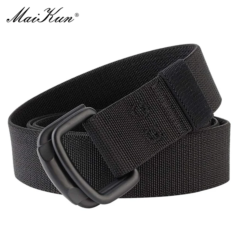 Top Trends: Maikun Double Metal Buckle Belt Elastic Nylon Elastic Men's Trendy Casual Belt Canvas Braided Belt Shoppable Styles