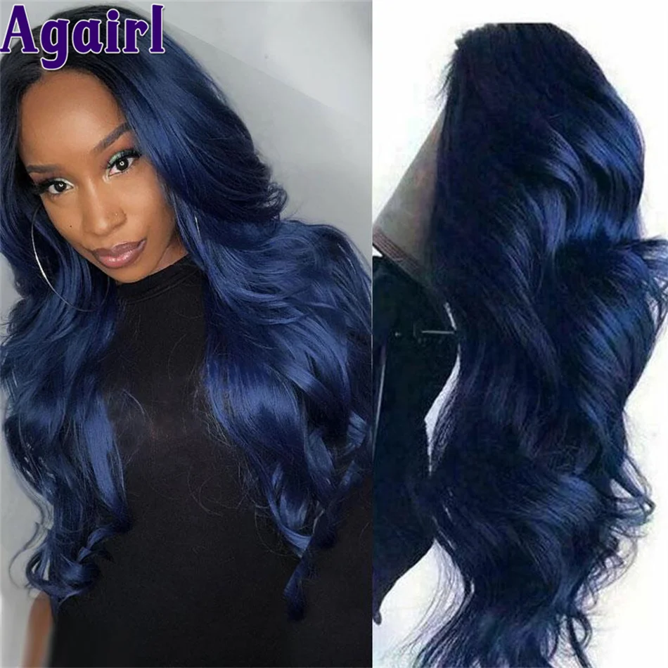 Top Trends: Dark Blue Long Human Hair Wigs 13X6 Lace Front Wig Midnight Blue Wavy Wigs Royal Blue Body Wave Lace Frontal Wig Electric Blue Shoppable Styles