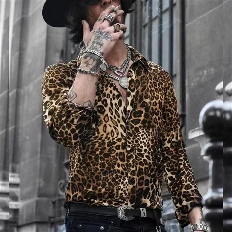 Top Trends: Fashion Luxury Leopard Print Men&#039;s Shirts Single Breasted Shirts Casual Camo Turbulence Print Long Sleeves Men&#039;s Hawaiian Tops Shoppable Styles