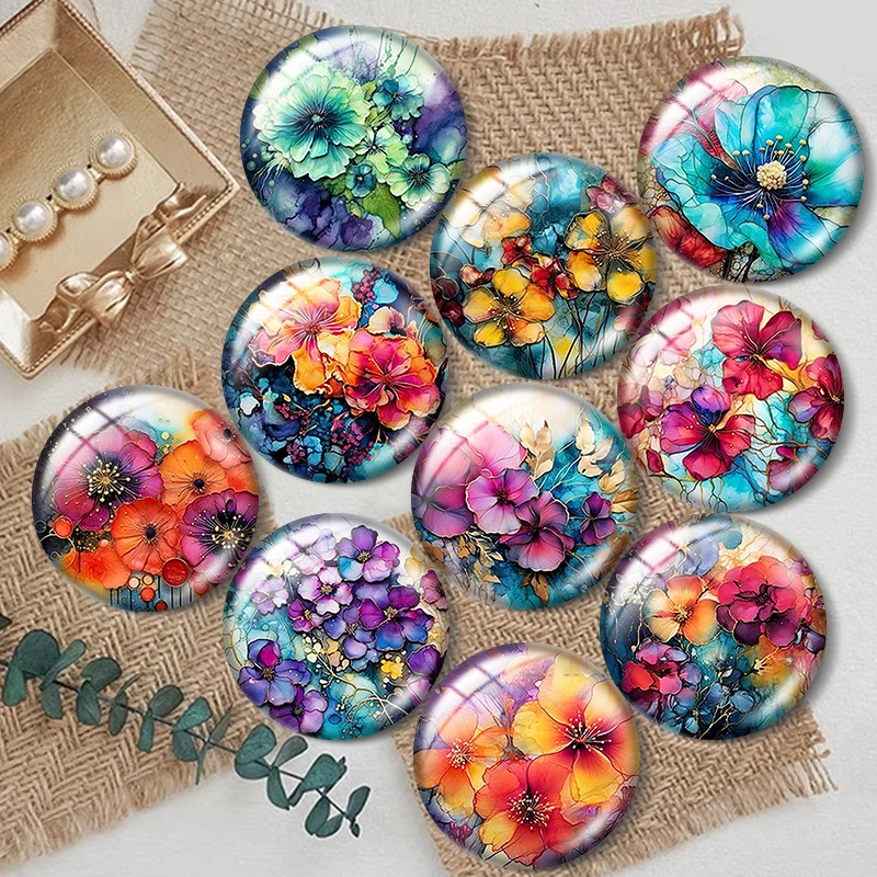 Top Trends: Wild Flowers Watercolor 10pcs Mixed 12mm / 18mm / 20mm / 25mm Round Photo Glass Cabochon Demo Flat Back Making Findings Shoppable Styles