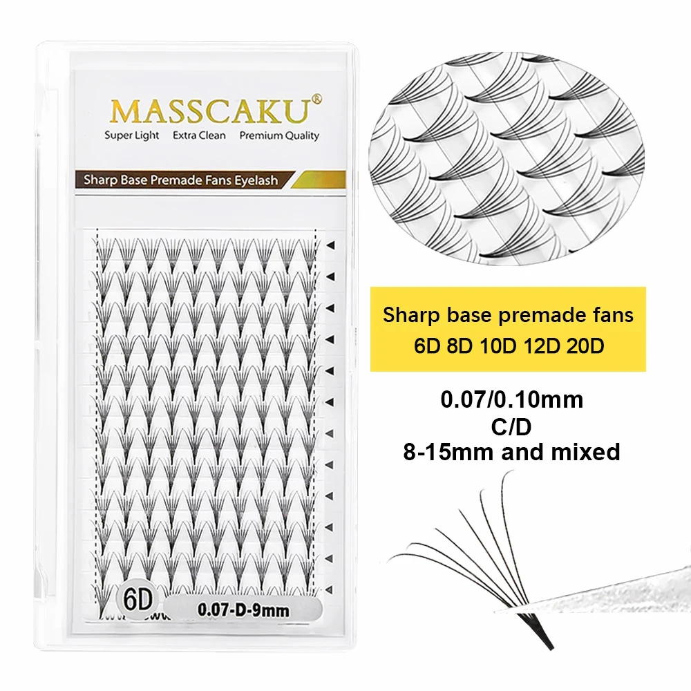 Top Trends: MASSCAKU 3D / 4D / 5D / 6D / 7D / 8D / 10D / 20D Premade Russian Volume Fan False Eyelash Extension Cilia Makeup Individual Sharp Pointy Stem Shoppable Styles