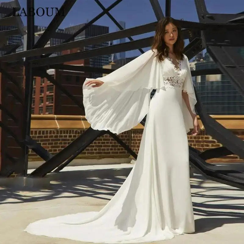 Top Trends: LaBoum Modern A Line Wedding Dresses For Women 2022 Bride Elegant Lace Appliques Bridal Gowns Batwing Sleeves Vestidos De Novia Shoppable Styles