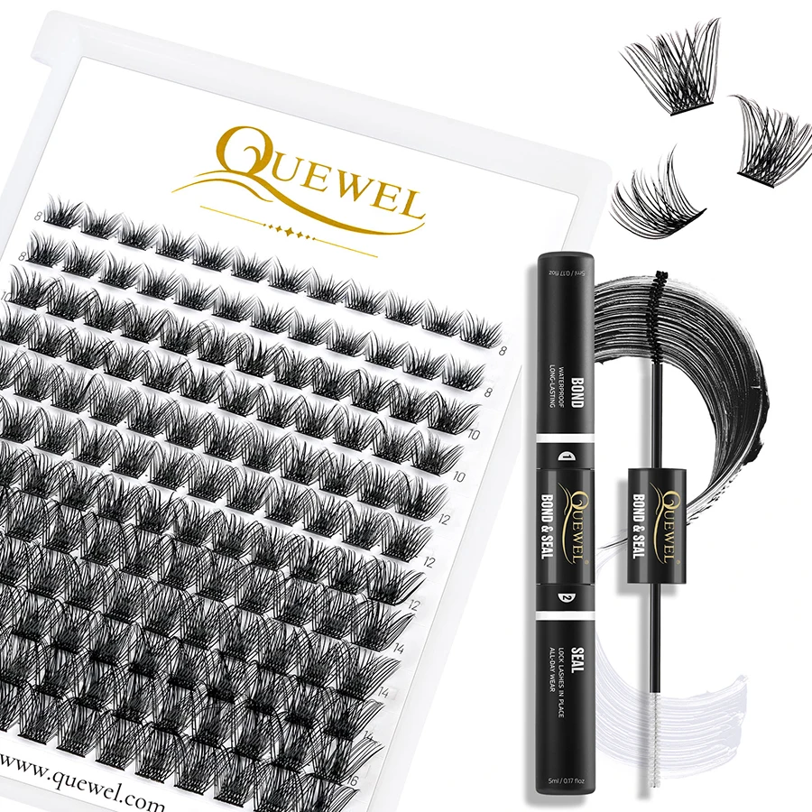 Top Trends: Quewel 144Pcs DIY Cluster Lashes Premade Volume Fans Eyelash Kit Bond And Seal Lash Glue Long Lasting Waterproof Eyelash Makeup Shoppable Styles