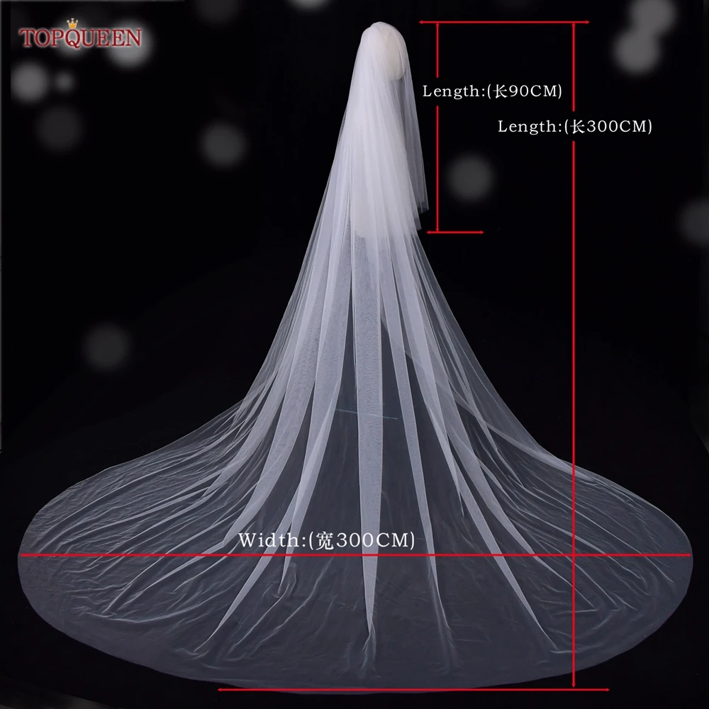 Top Trends: TOPQUEEN V25L Long Bridal Veils 2 Layers Simple Elegant Wedding Veil 3M*5M Extra Wide And Extra Long Cathedral Veil Soft Swiss Shoppable Styles - Image 6