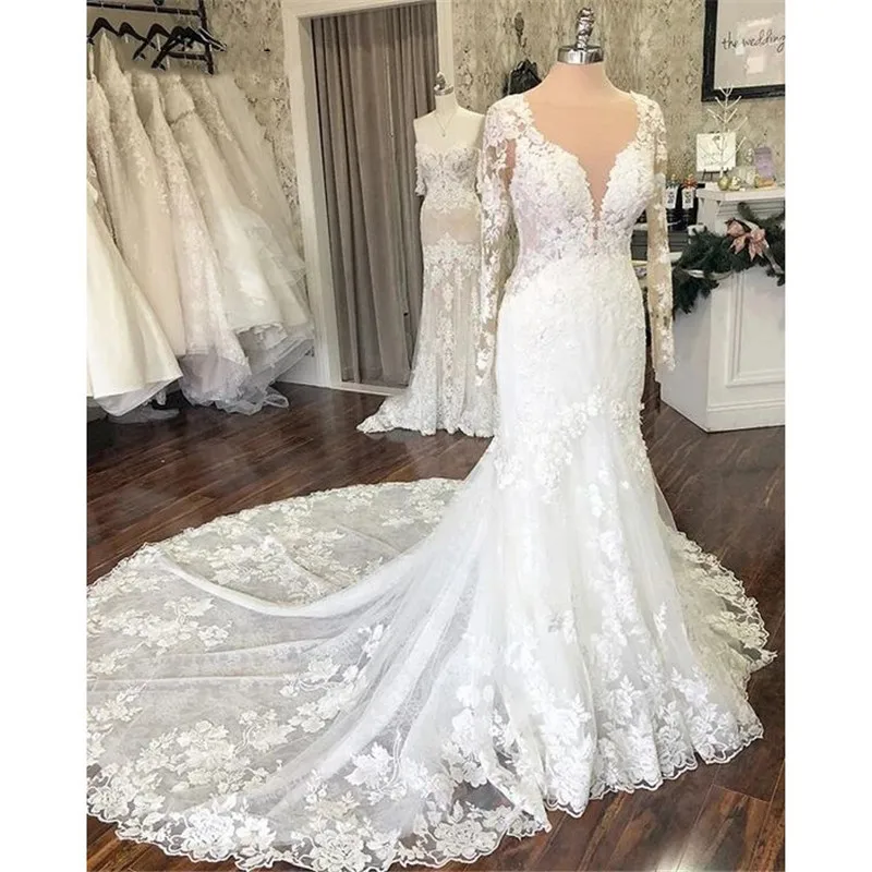 Top Trends: Vestido De Noiva Mermaid Wedding Dress 2024 Long Sleeve Lace Sheer Scoop Neck Backless Sexy Bridal Dress Robe De Mariee Shoppable Styles - Image 4