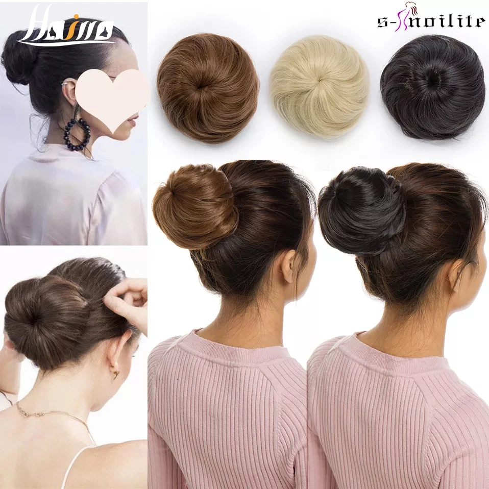 Top Trends: Synthetic Adjustable Hair Scrunchie Straight Chignons Hair Natural Fake Hair Bun Straight Drawstring Hair Ponytails Extensions Shoppable Styles