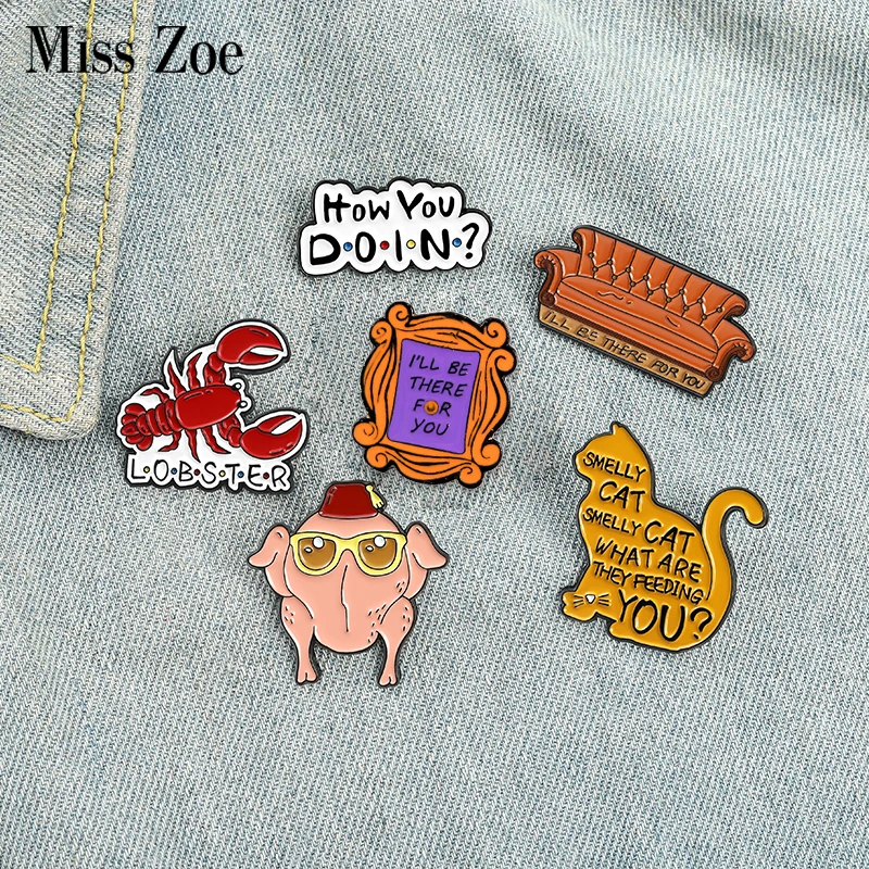 Top Trends: Friends How You Doin Enamel Pin Custom Smelly Cat Sofa Lobster Turkey Brooch Lapel Badge Classic TV Jewelry Gift For Fans Shoppable Styles