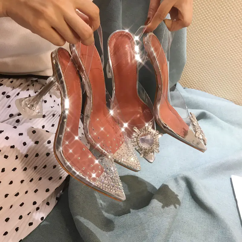 Top Trends: Luxury Sandals Women Pumps Transparent PVC High Heels Shoes Sexy Pointed Toe Slip-on Wedding Party Brand Fashion Shoes For Lady Shoppable Styles