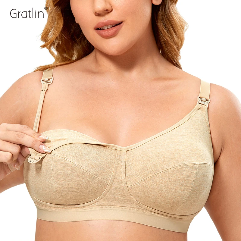 Top Trends: Gratlin Plus Size Cotton Nursing Bra Comfort Breastfeeding Support Maternity Underwear Wireless For Pregnant Women Shoppable Styles